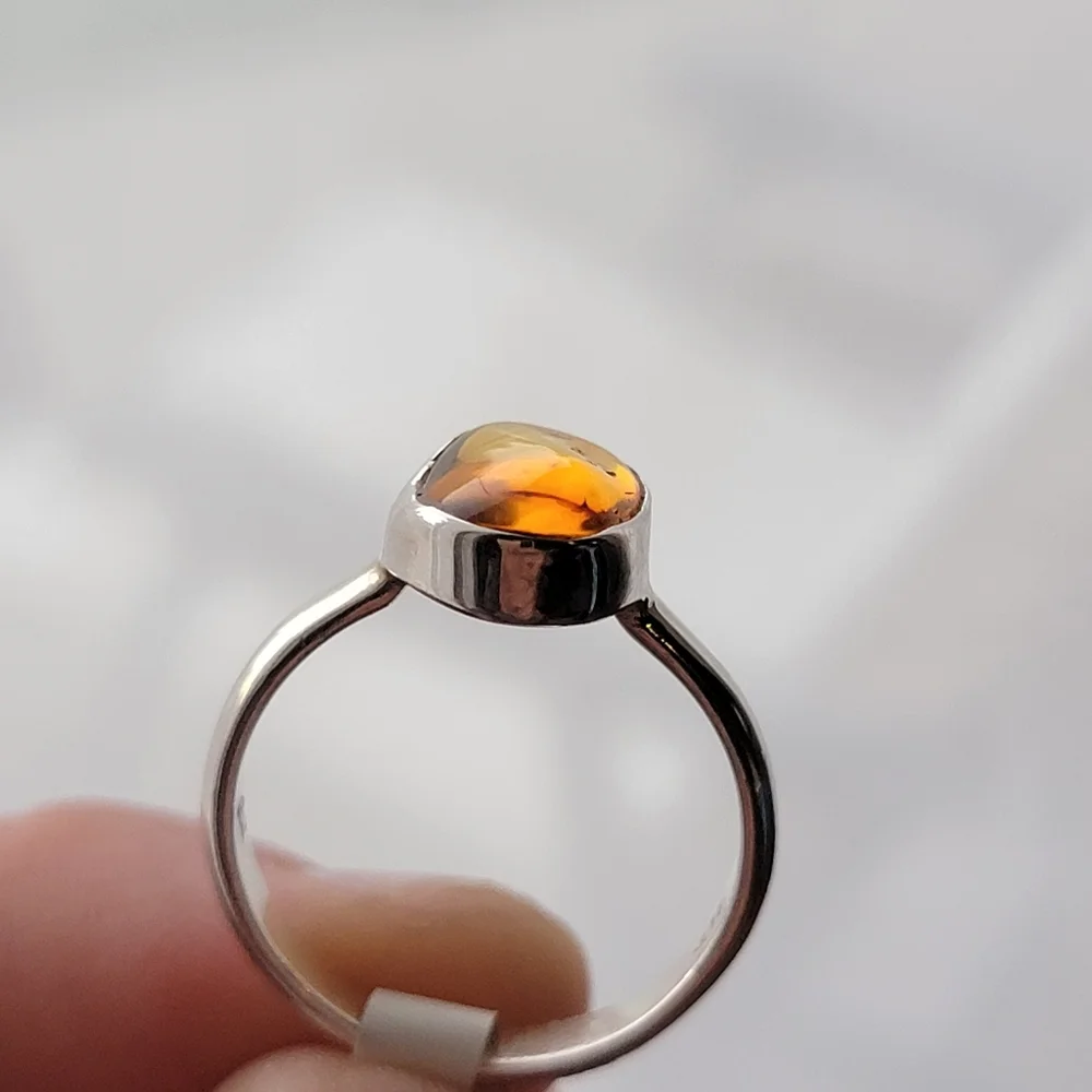 Natural Baltic Amber 925 Sterling Silver Ring NWT Genuine  Stamped Signed